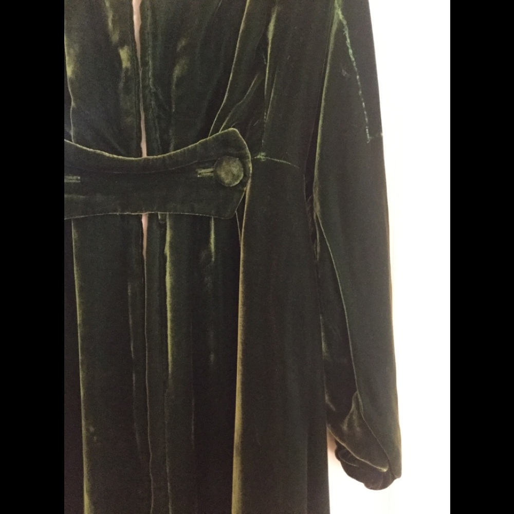 Antique Victorian fur collar green velvet silk coat vintage jacket Edwardian - Picture 3 of 16